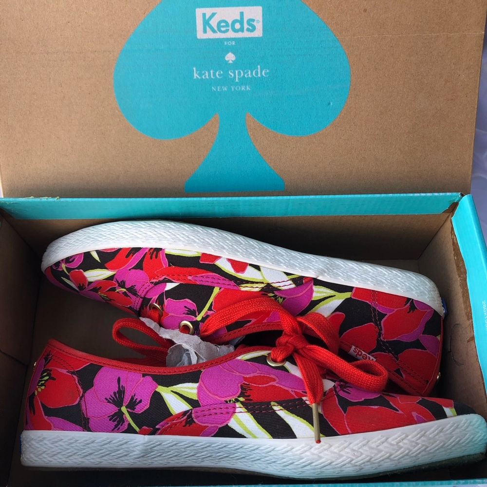 Keds Floral Sneakers in Pink, Red & Black